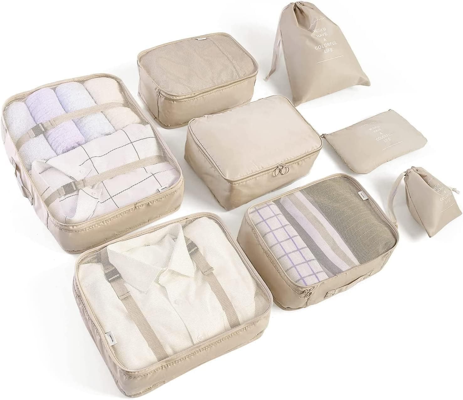 LANSKLBD Packing Cubes, 6 or 8 set, product photograph from the listing